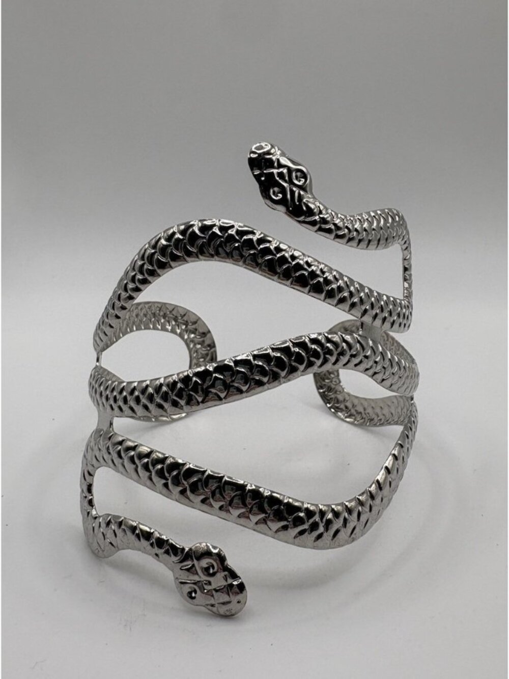 Silver Tone Snake Arm Cuff Bangle Bracelet Large Costume